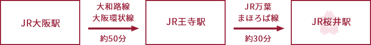 JR大阪駅 ～ 桜井駅（合計約80分 ）